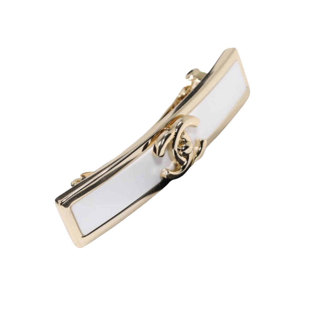 CCH004 Metal Gold with White acrylic cc hair jewelry clip accessories - ccjewelryacc