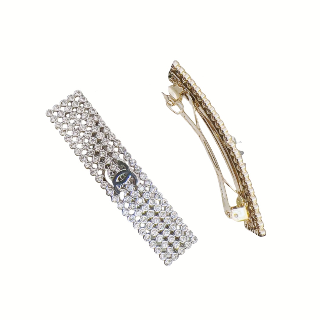 CCH049 Full White/Black crystal With CC logo Hair clip Hair Jewelry hair accessories - ccjewelryacc