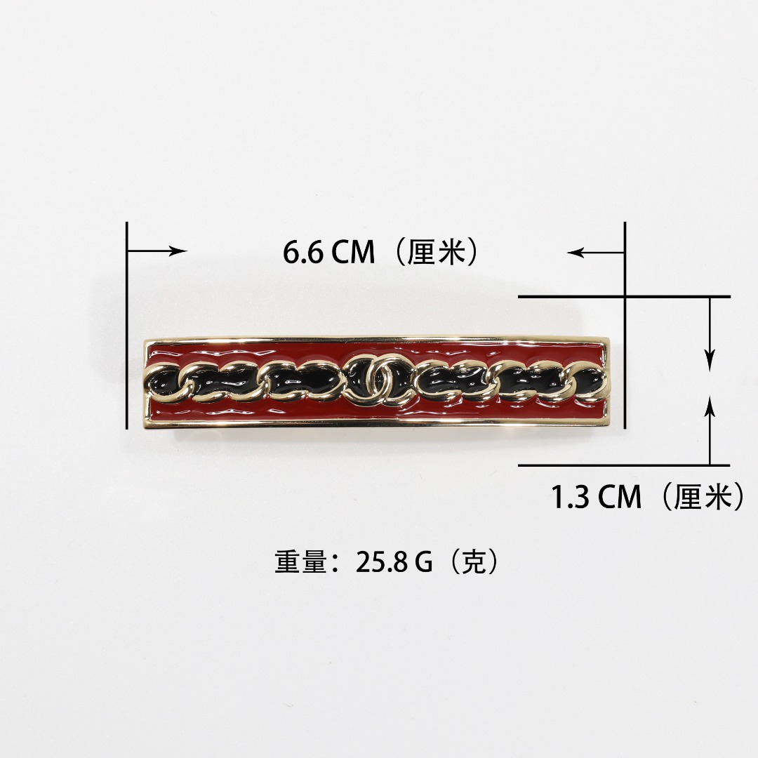 CCH003 Metal Black and red enamel chain hair accessories Jewelry Clip - ccjewelryacc