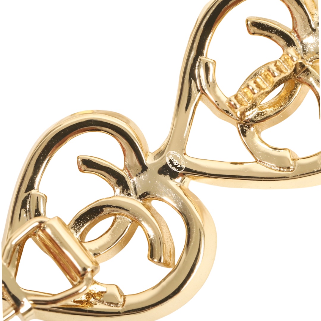 CCH028 Metal Gold 3 heart with CC Logo Hair clip hair accessory jewelry - ccjewelryacc