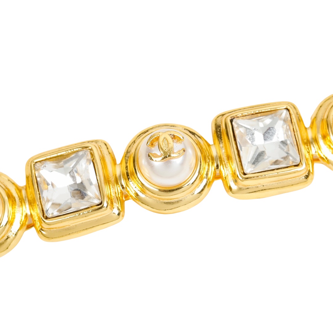 CCH043 Metal Gold crystal and pearls cc hair jewelry hair clip hair accessories - ccjewelryacc