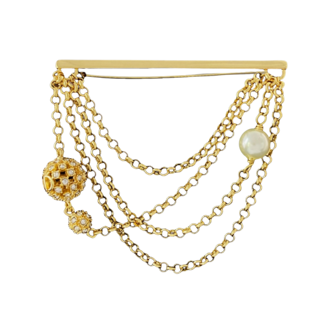 CDB059 Dior metal chain tassels brooch pin - ccjewelryacc