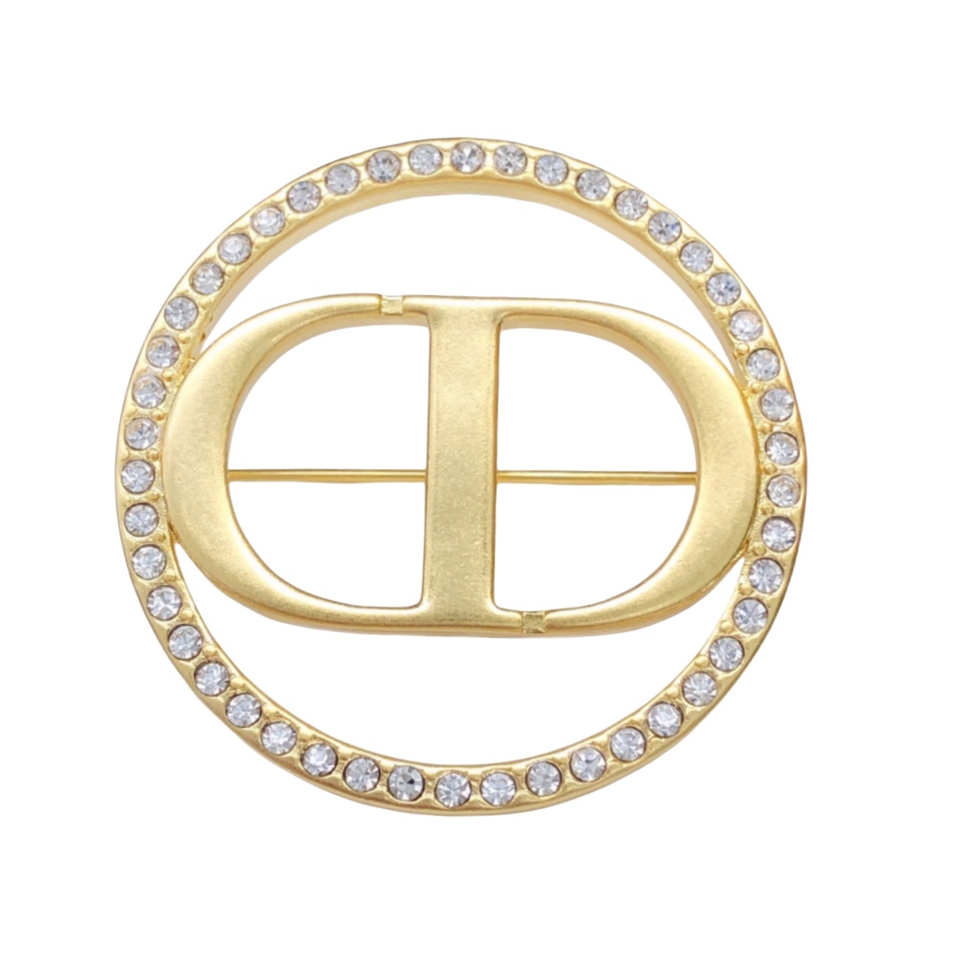 CDB051 Metal crystal  round CD brooch - ccjewelryacc