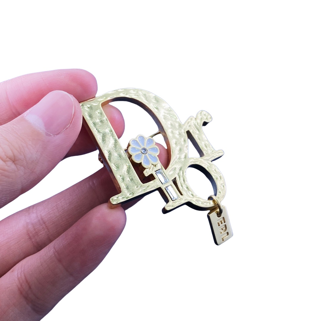 CDB045 Vintage embossment CD brooch pin with flower - ccjewelryacc