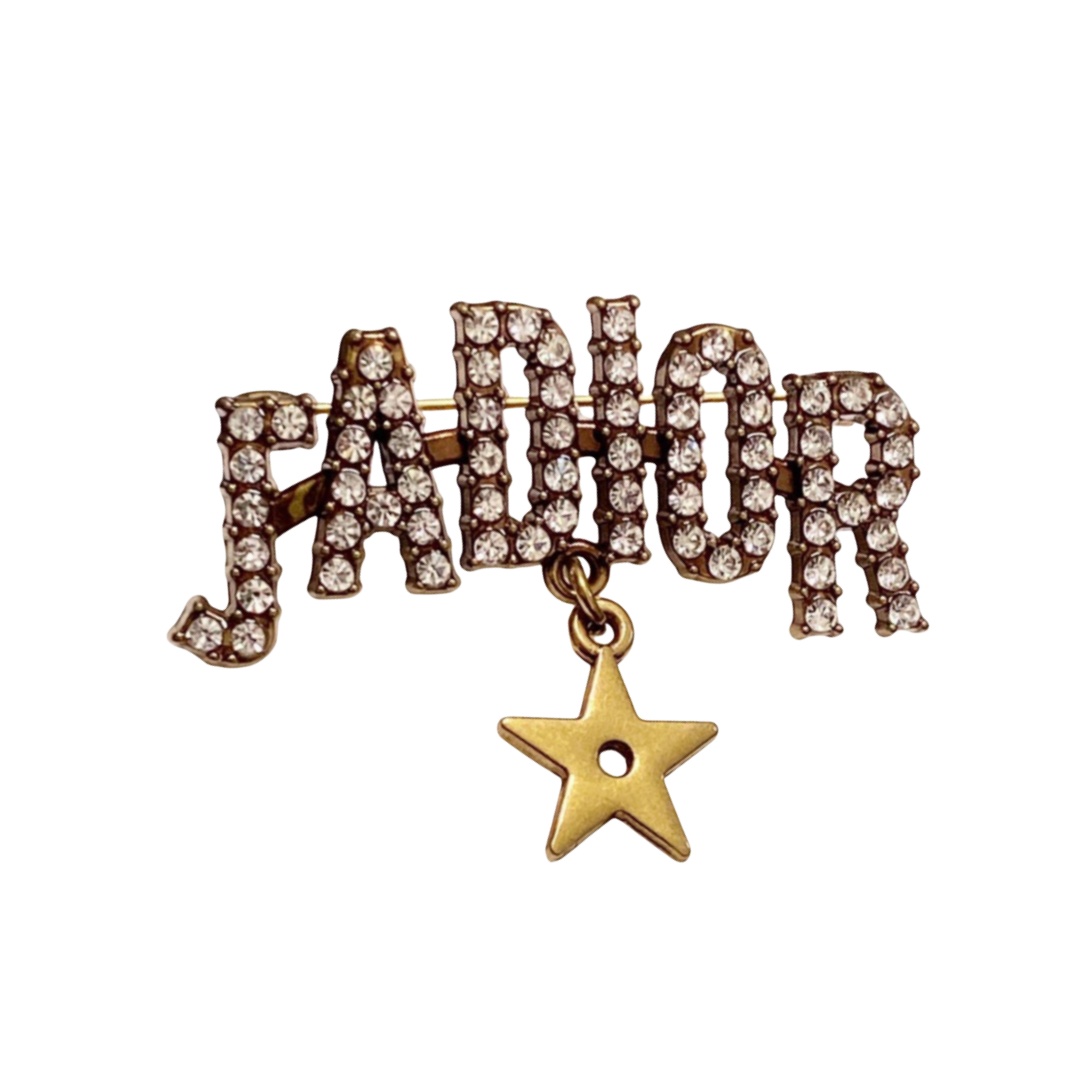 CDB003 Crystal JADIOR Letters with star brooch pin - ccfashionjewelry