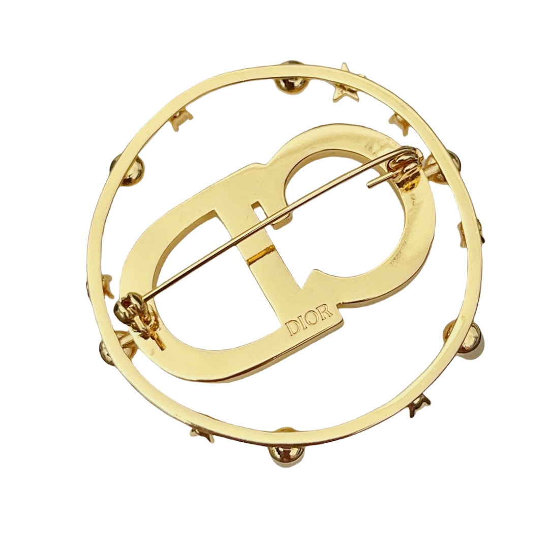 CDB005 Round pearl and crystal star cd brooch pin - ccjewelryacc