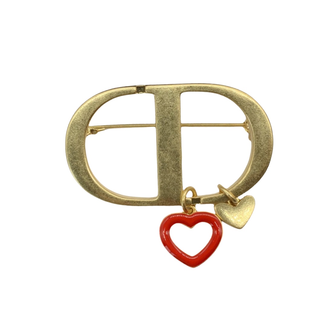 CDB013 Metal Gold cd brooch pin with heart charms - ccjewelryacc