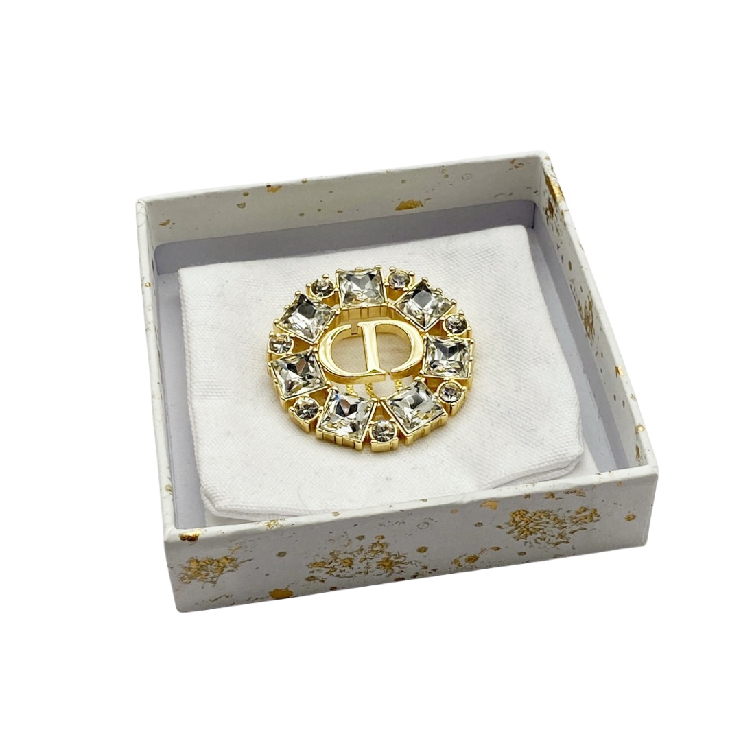 CDB015 Square diamond round shape CD brooch pin - ccjewelryacc