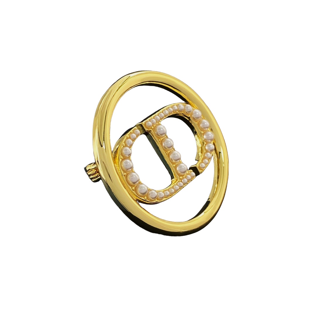 CDB007 Metal round cd brooch pin with pearls - ccjewelryacc