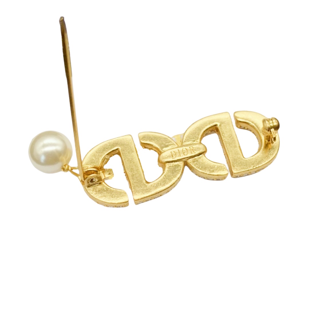 CDB012 Crystal cd brooch pin with pearl - ccjewelryacc