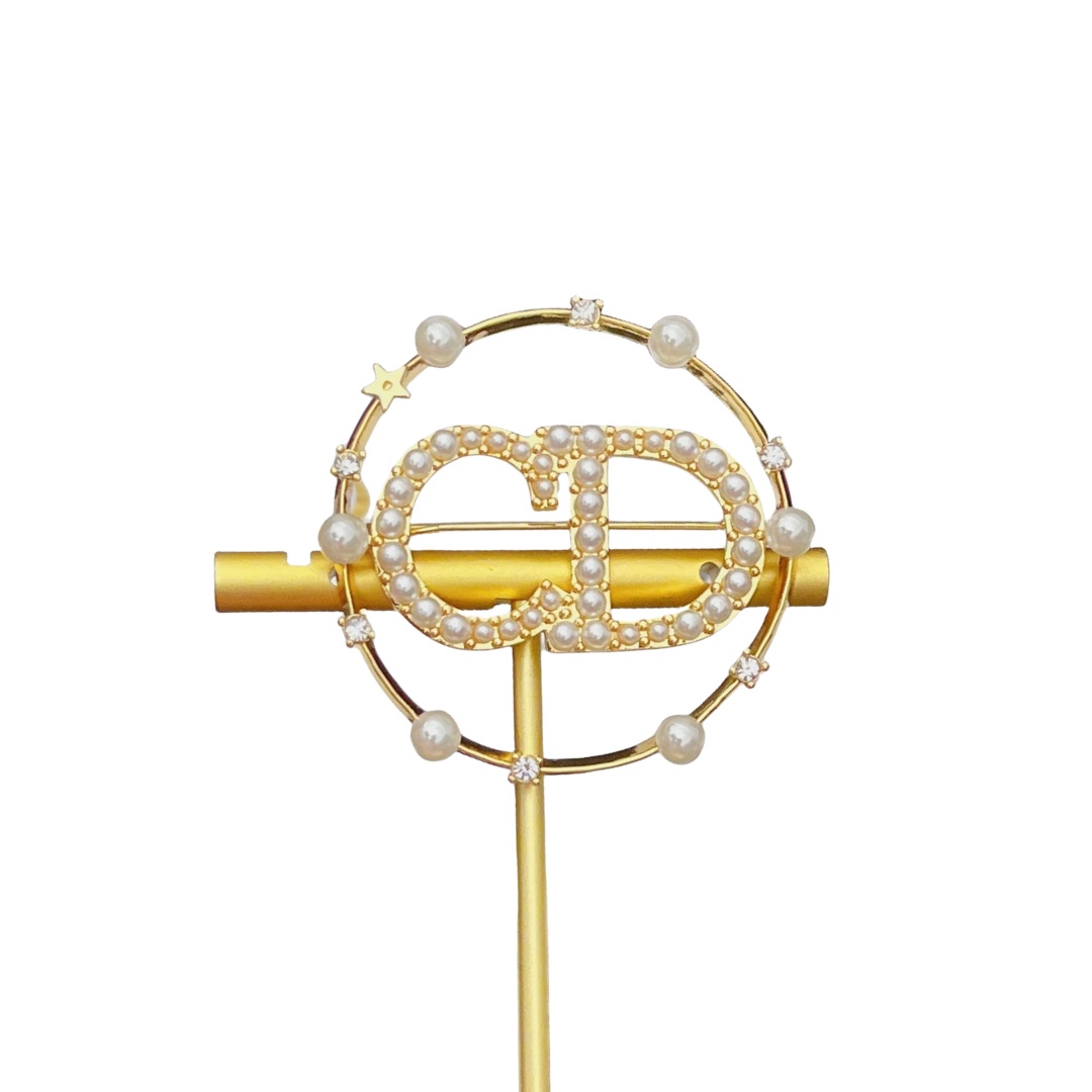 CDB005 Round pearl and crystal star cd brooch pin - ccjewelryacc