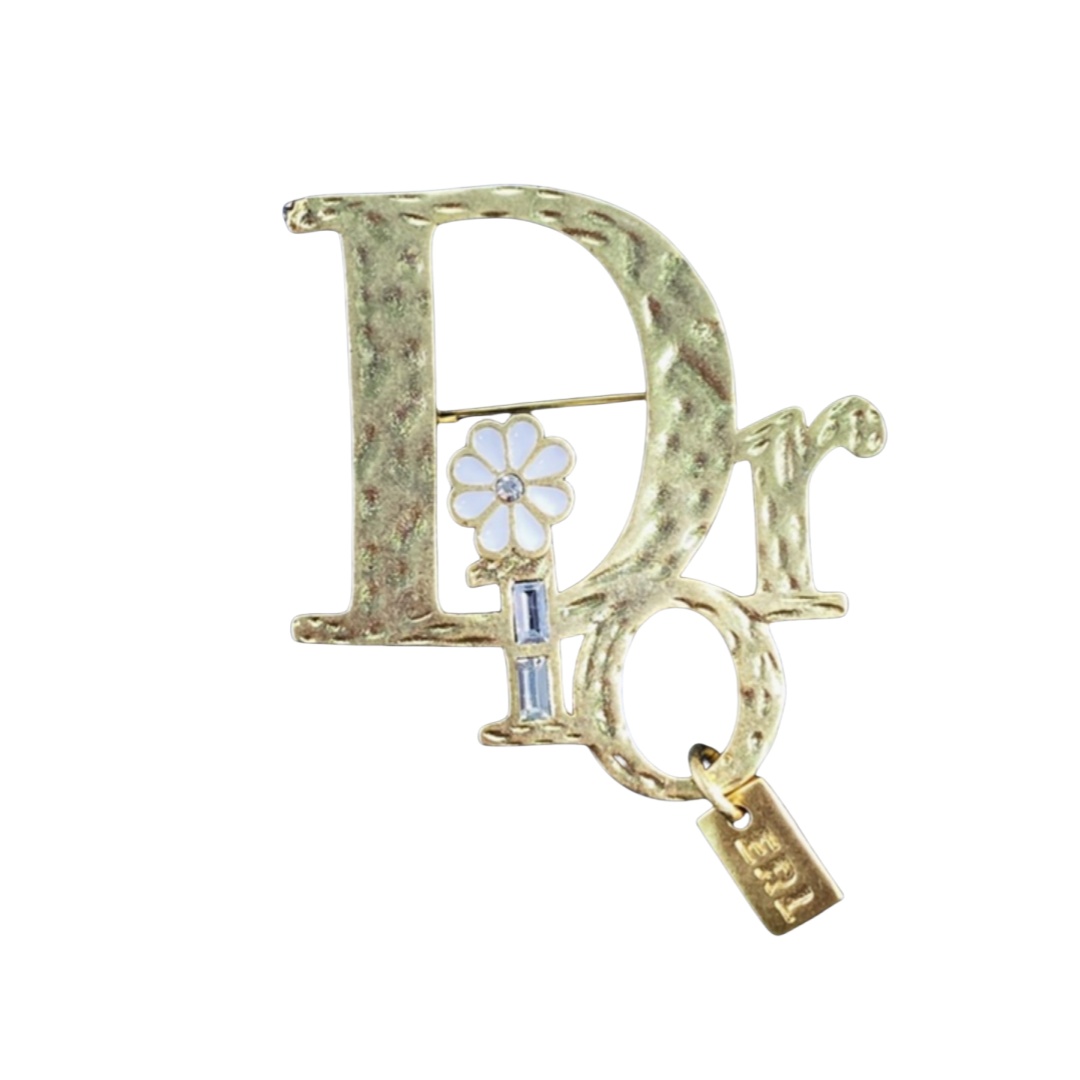 CDB045 Vintage embossment CD brooch pin with flower - ccjewelryacc