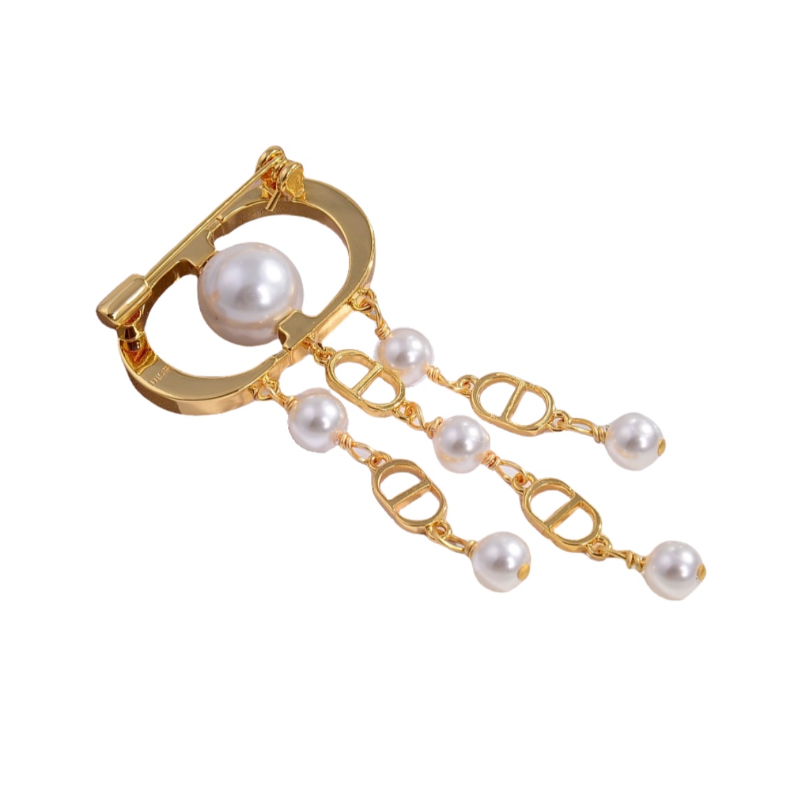 CDB073 CD letter drop pearls tassels brooch pin - ccjewelryacc