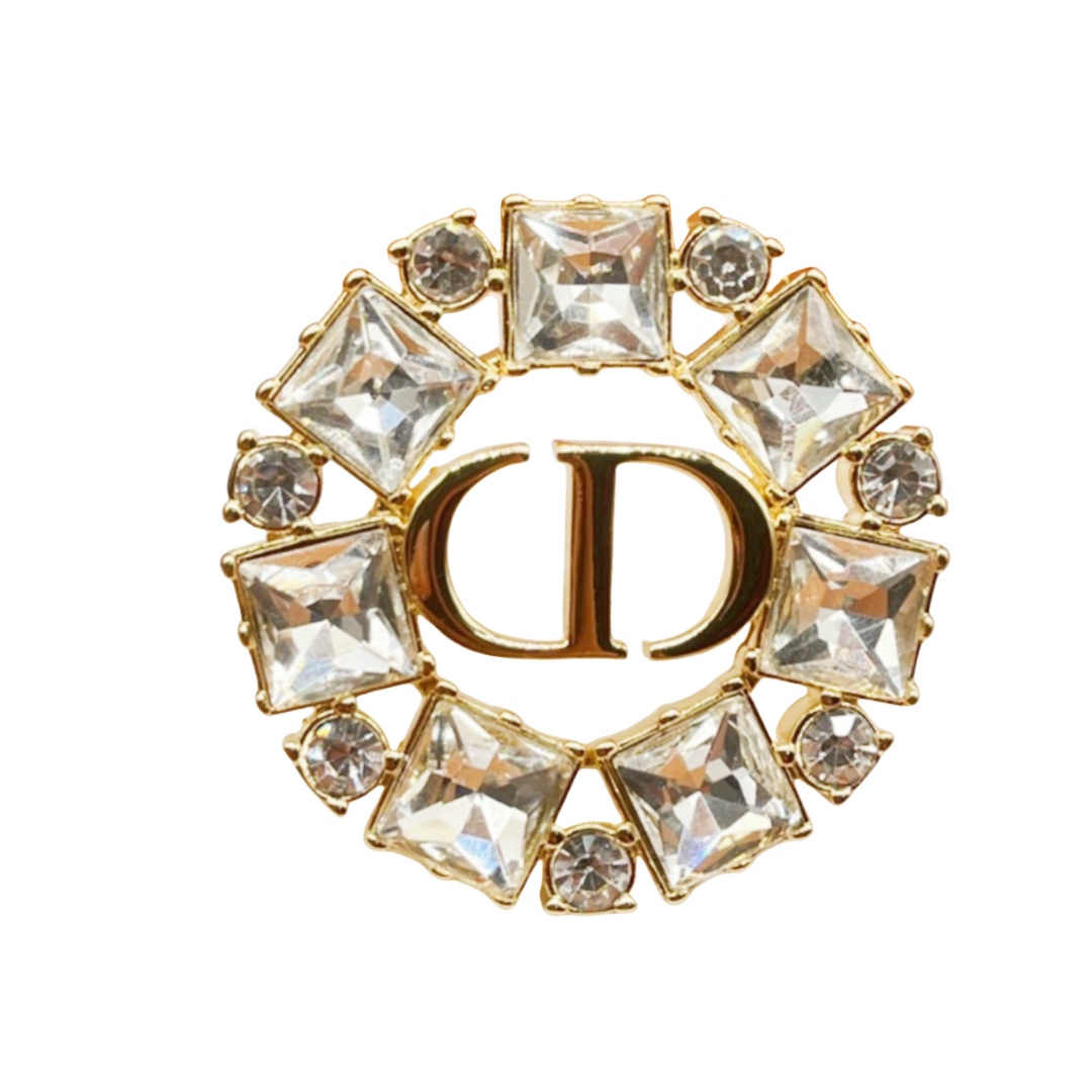 CDB015 Square diamond round shape CD brooch pin - ccjewelryacc
