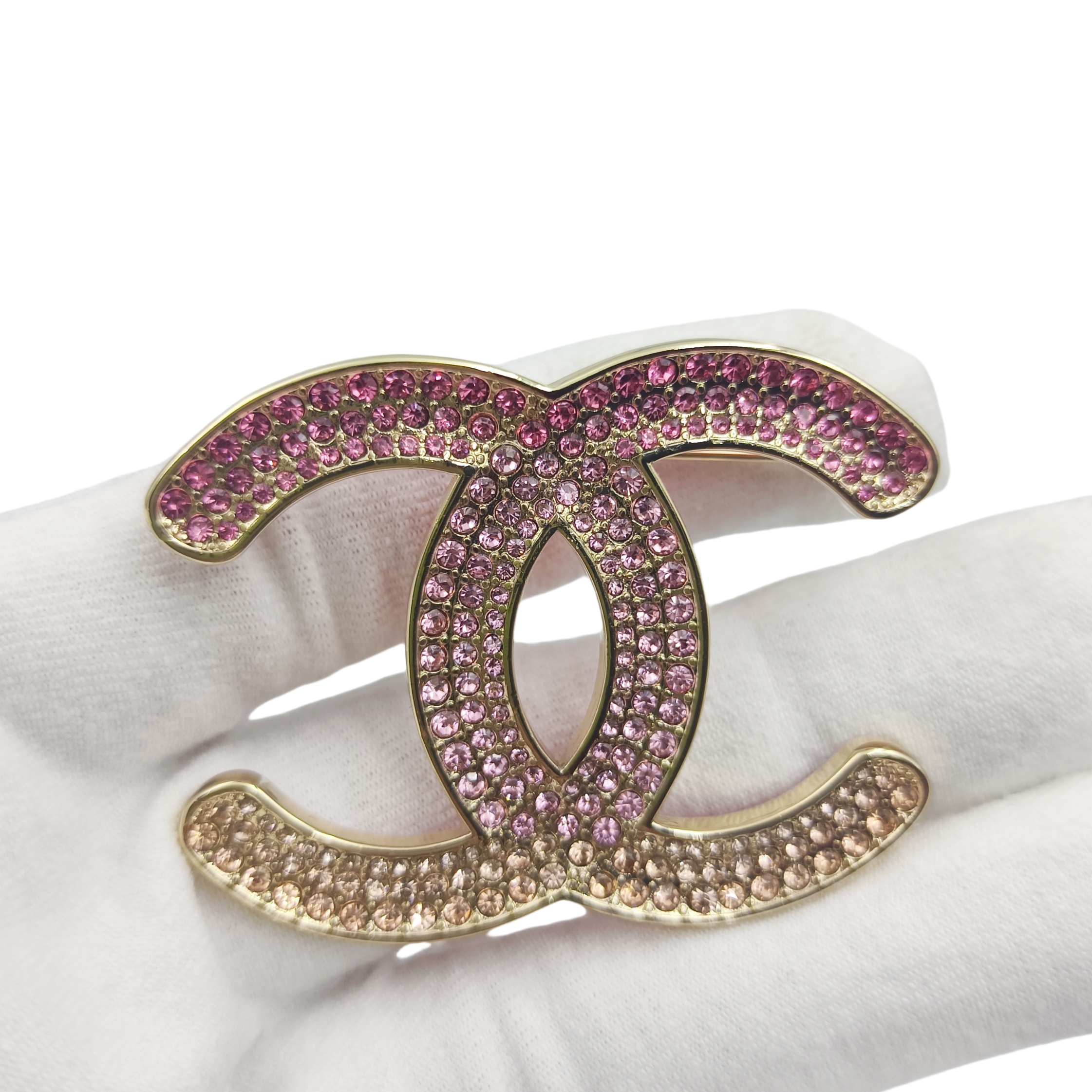 BCB198 Pink gradient color crystal  CC brooch - ccjewelryacc
