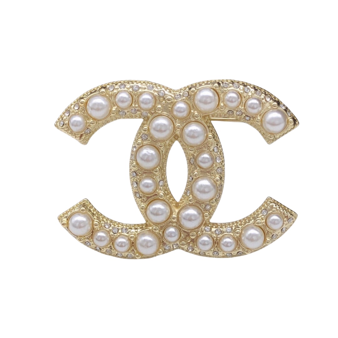 BCB059 100 Centenary Pearl and crystal CC brooch - ccjewelryacc