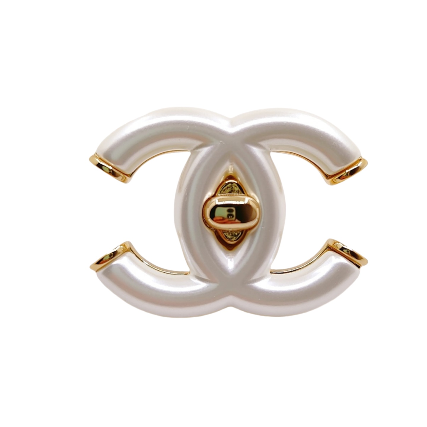 BCB396 White Resin CC brooch and earrings - ccjewelryacc