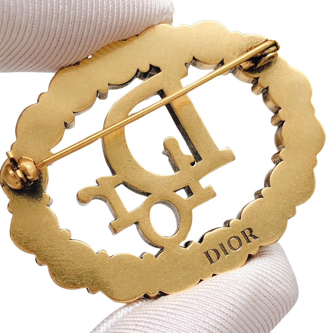 CDB016 Luxury designer cd brooch in metal and crystal - ccjewelryacc