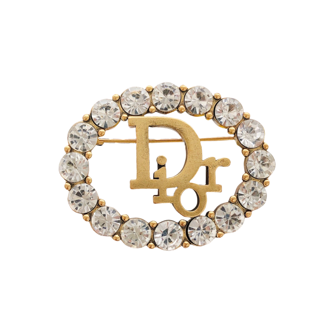 CDB016 Luxury designer cd brooch in metal and crystal - ccjewelryacc