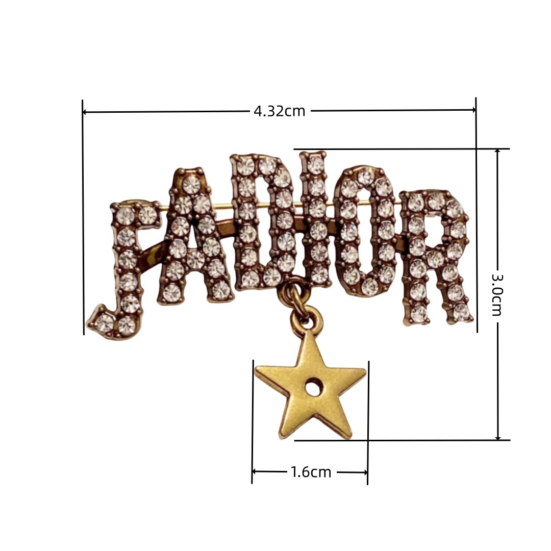 CDB003 Crystal JADIOR Letters with star brooch pin - ccjewelryacc