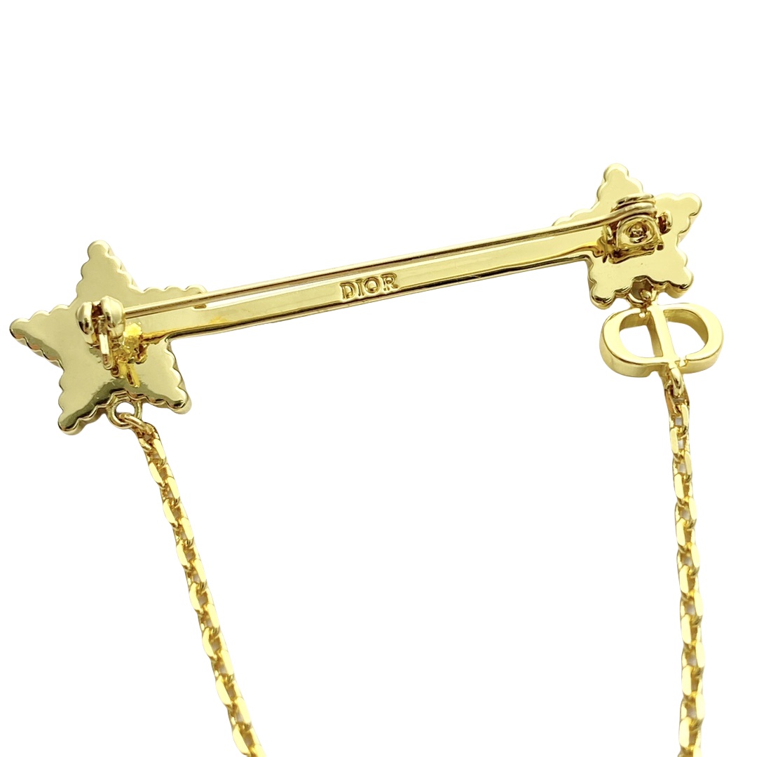CDB034 Black star and chain brooch pin - ccjewelryacc