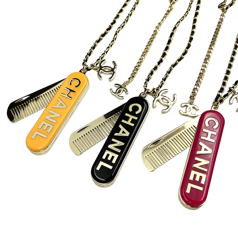 CCL059 CC comb Pendant necklace sweater chain - ccjewelryacc