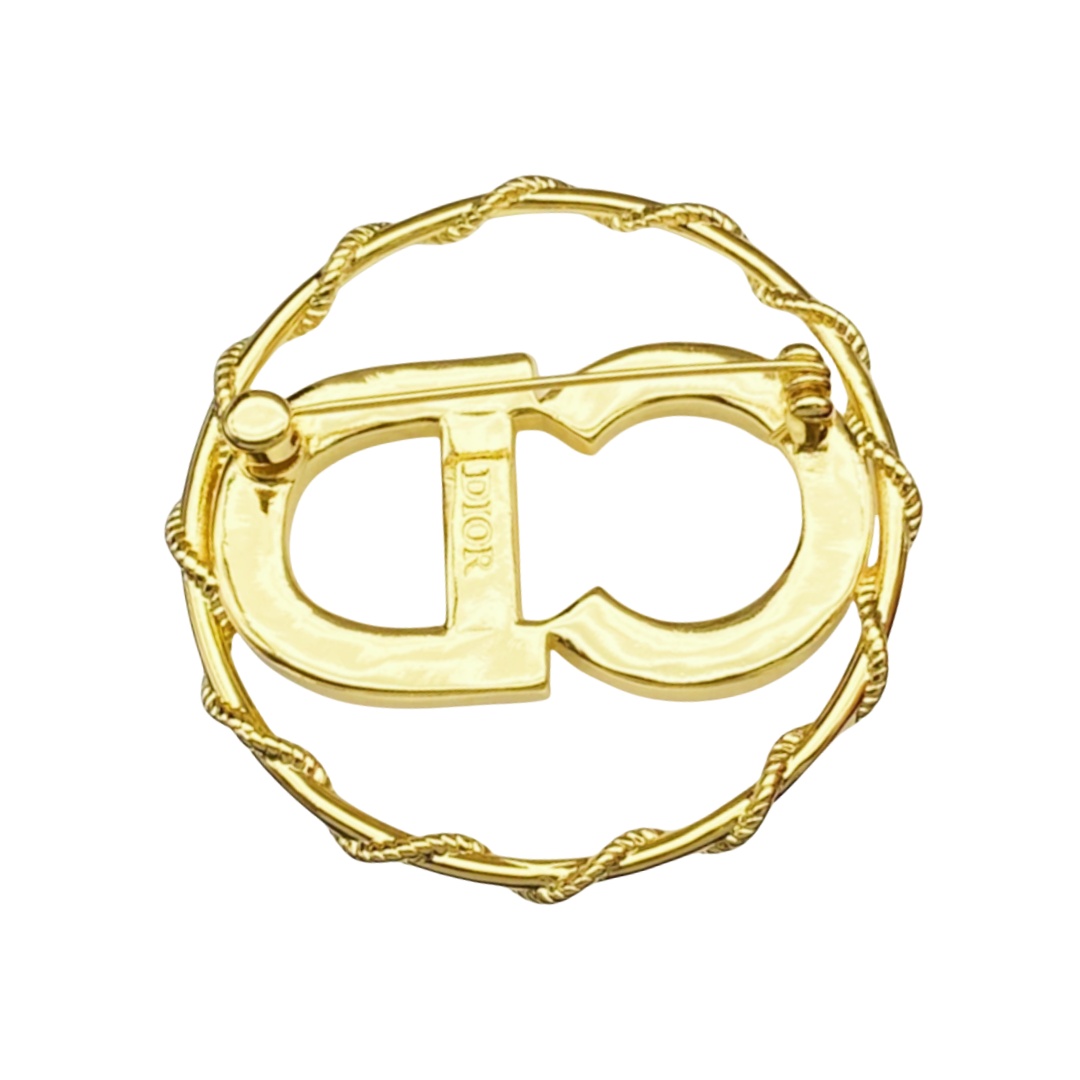 CDB041 Round hollow out with crystal CD letter brooch pin - ccjewelryacc