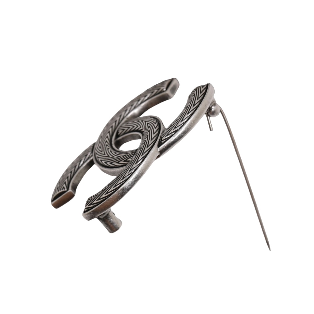 BCB296 Vintage silver CC logo brooch pin - ccjewelryacc