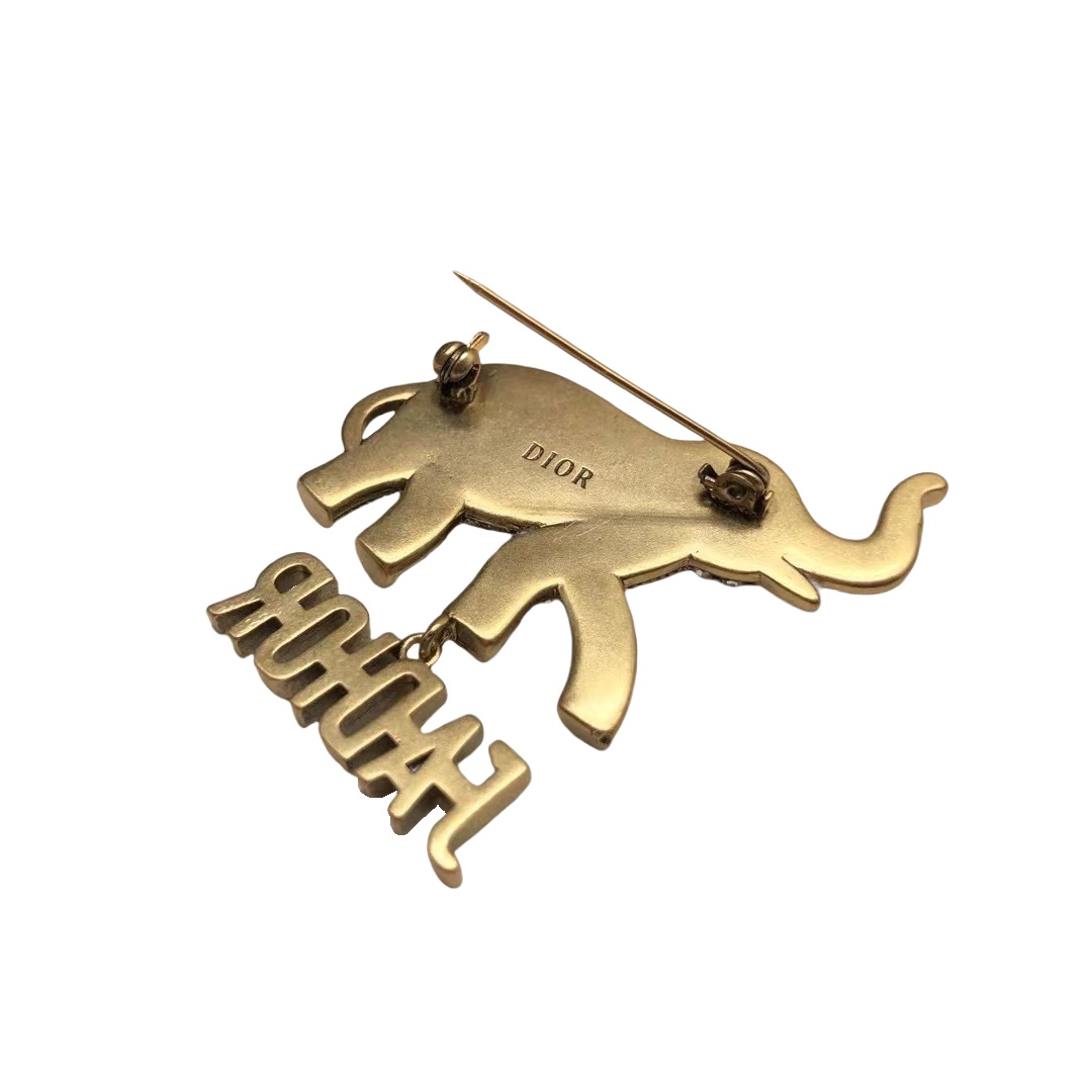 CDB040 Vintage Metal and crystal CD Elephant brooch pin - ccjewelryacc