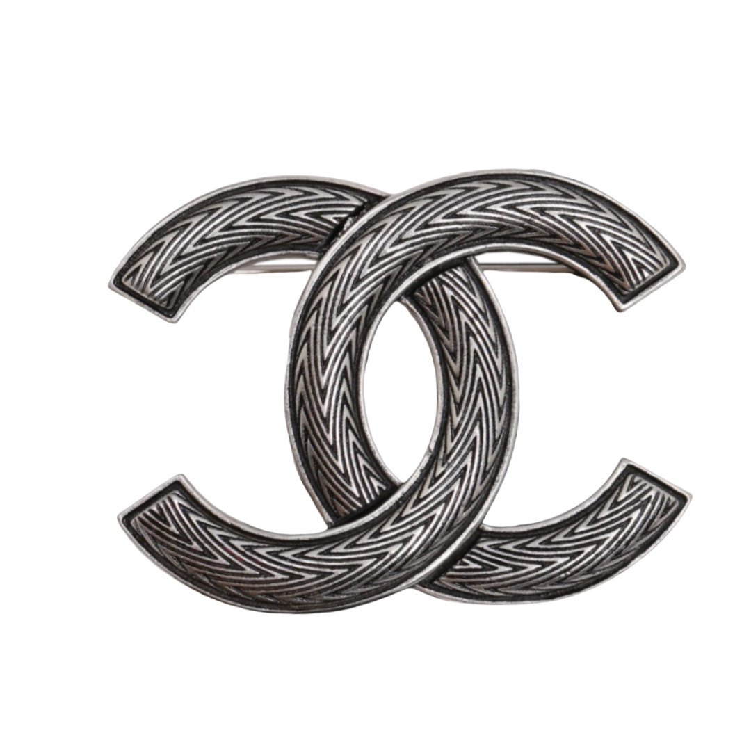 BCB296 Vintage silver CC logo brooch pin - ccjewelryacc