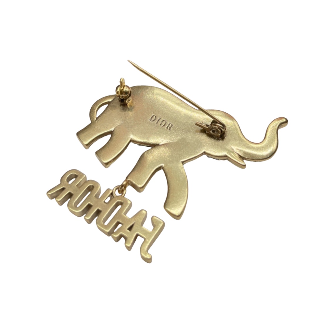 CDB040 Vintage Metal and crystal CD Elephant brooch pin - ccjewelryacc