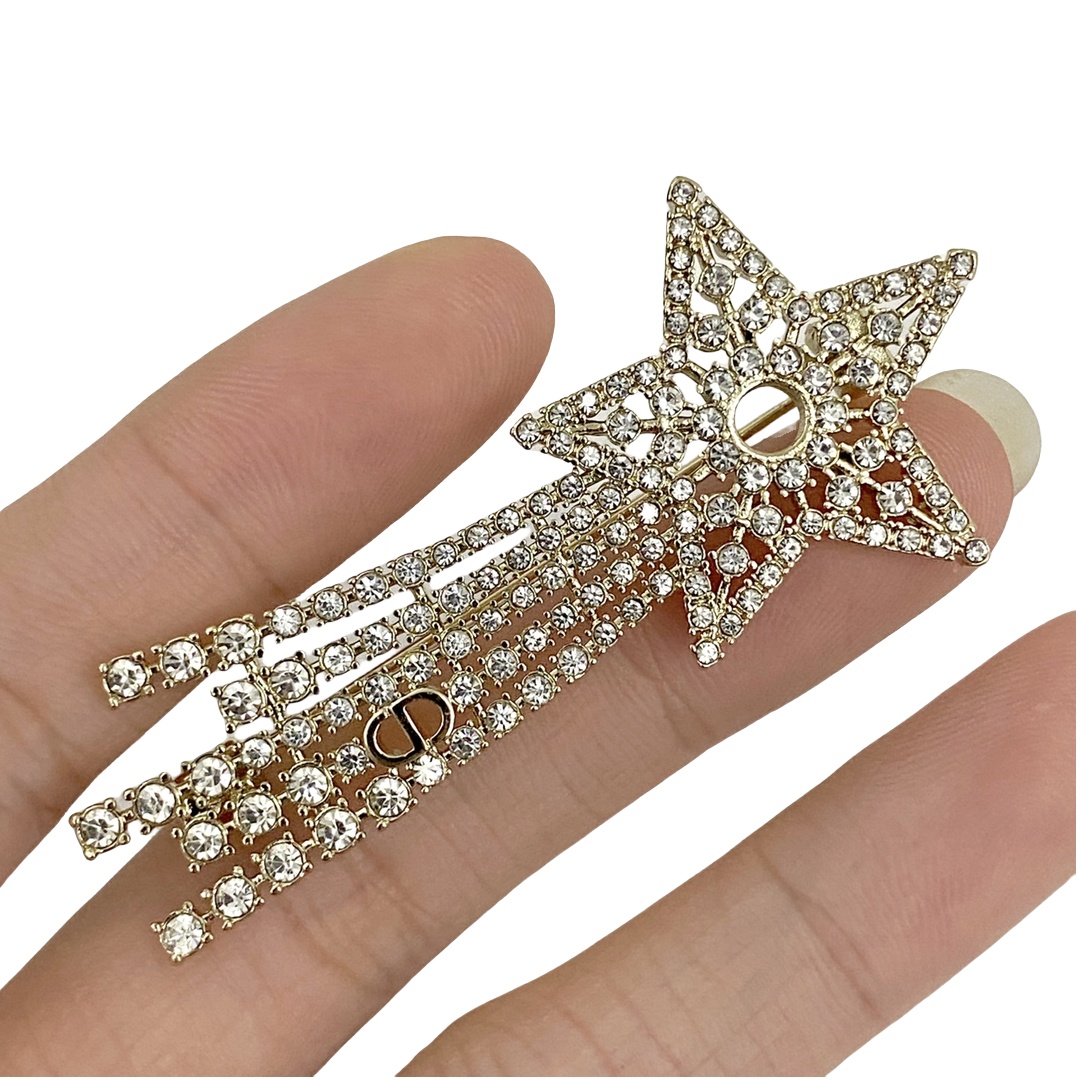 CDB035 Full crystal sparkling shooting star brooch pin - ccjewelryacc