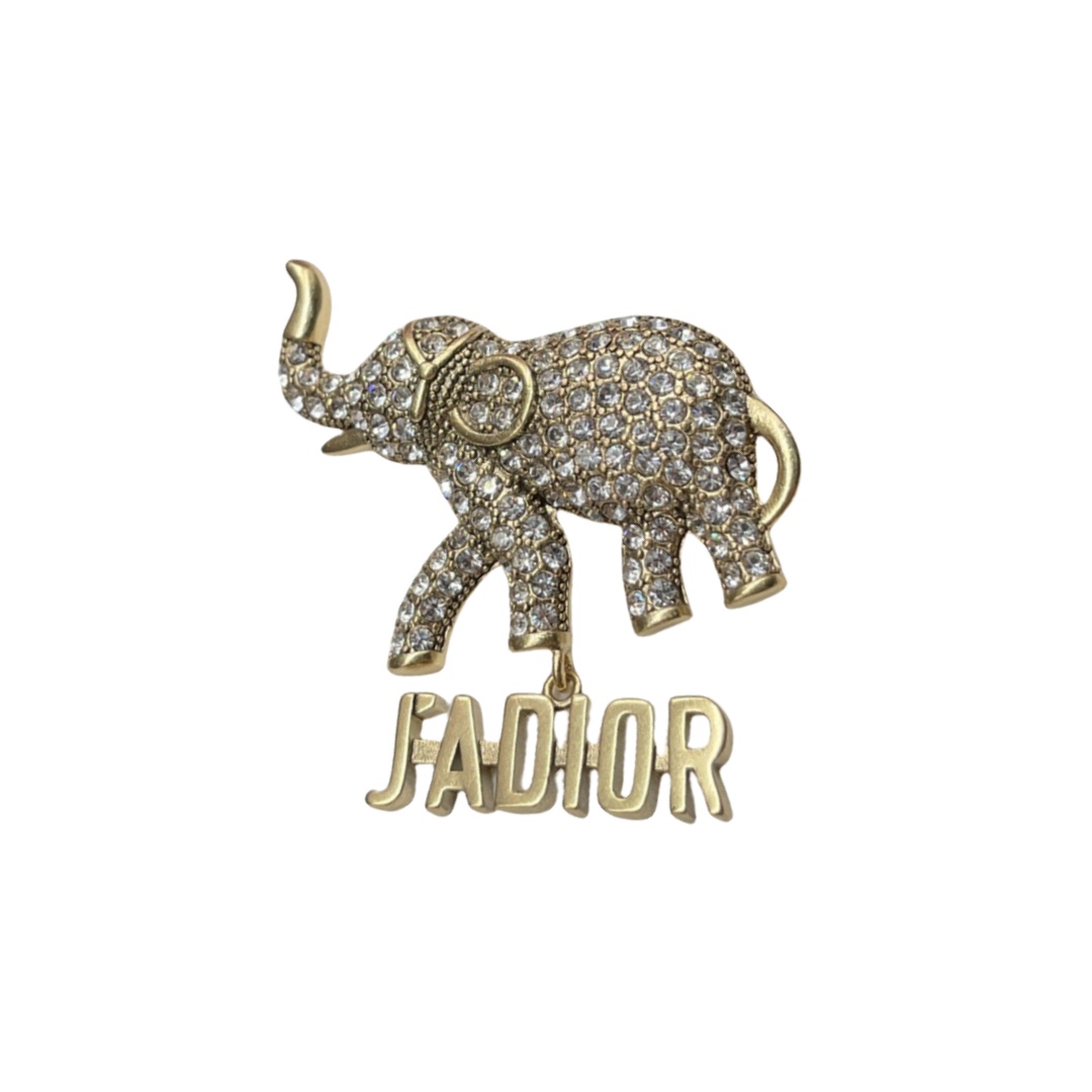 CDB040 Vintage Metal and crystal CD Elephant brooch pin - ccjewelryacc