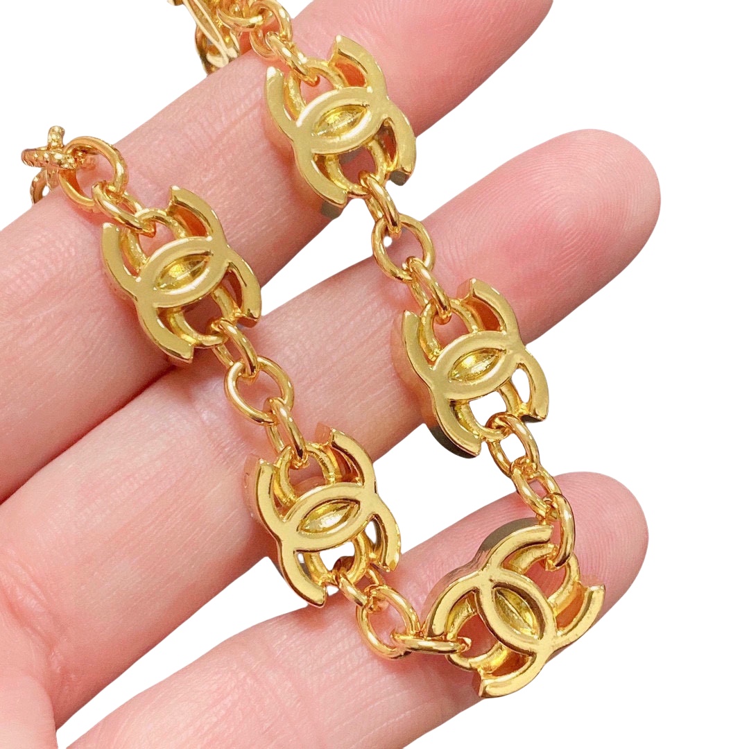 CCS187 Vintage gold cc logo charms bracelet chain - ccjewelryacc