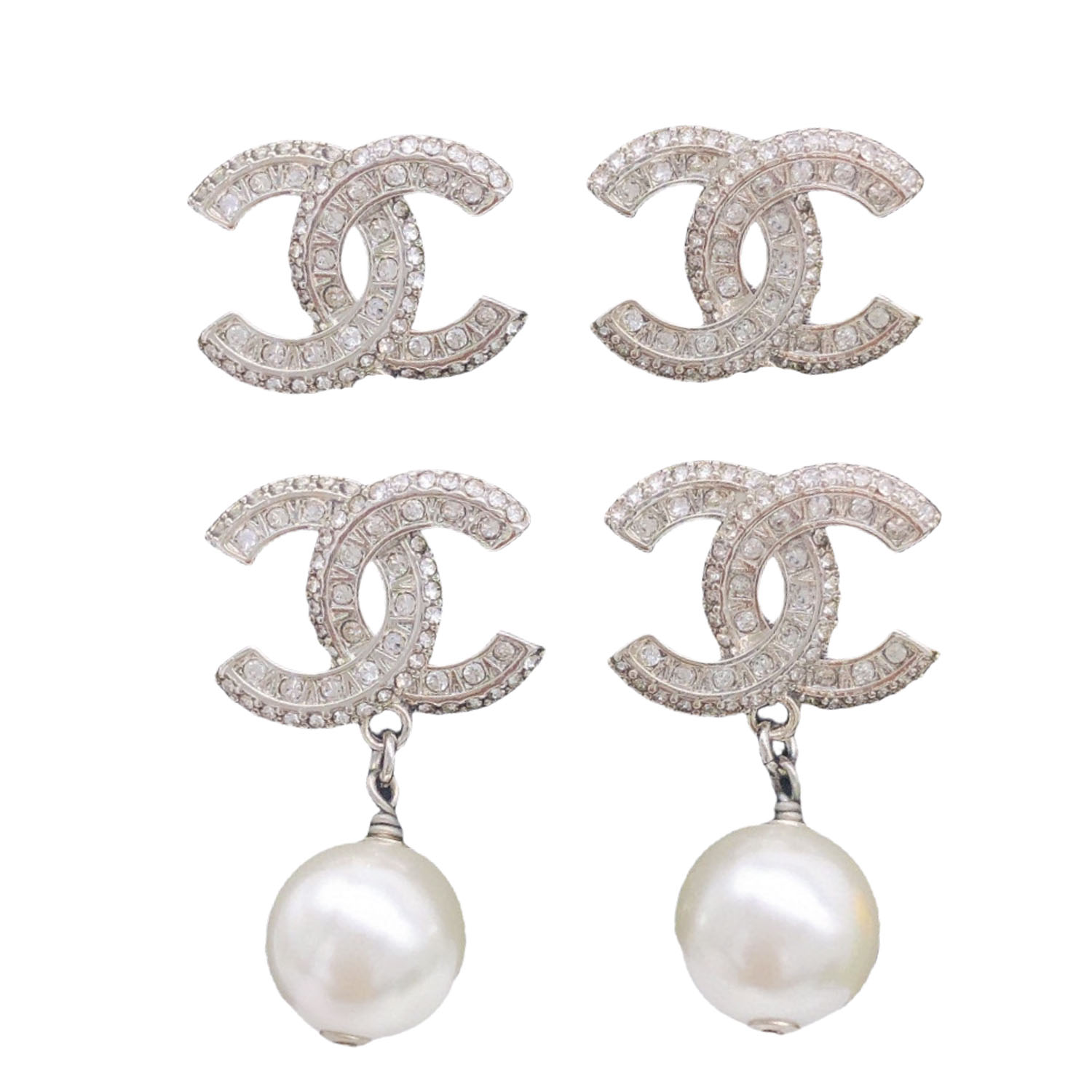 CCE043 Metal crystal CC logo earring - ccjewelryacc