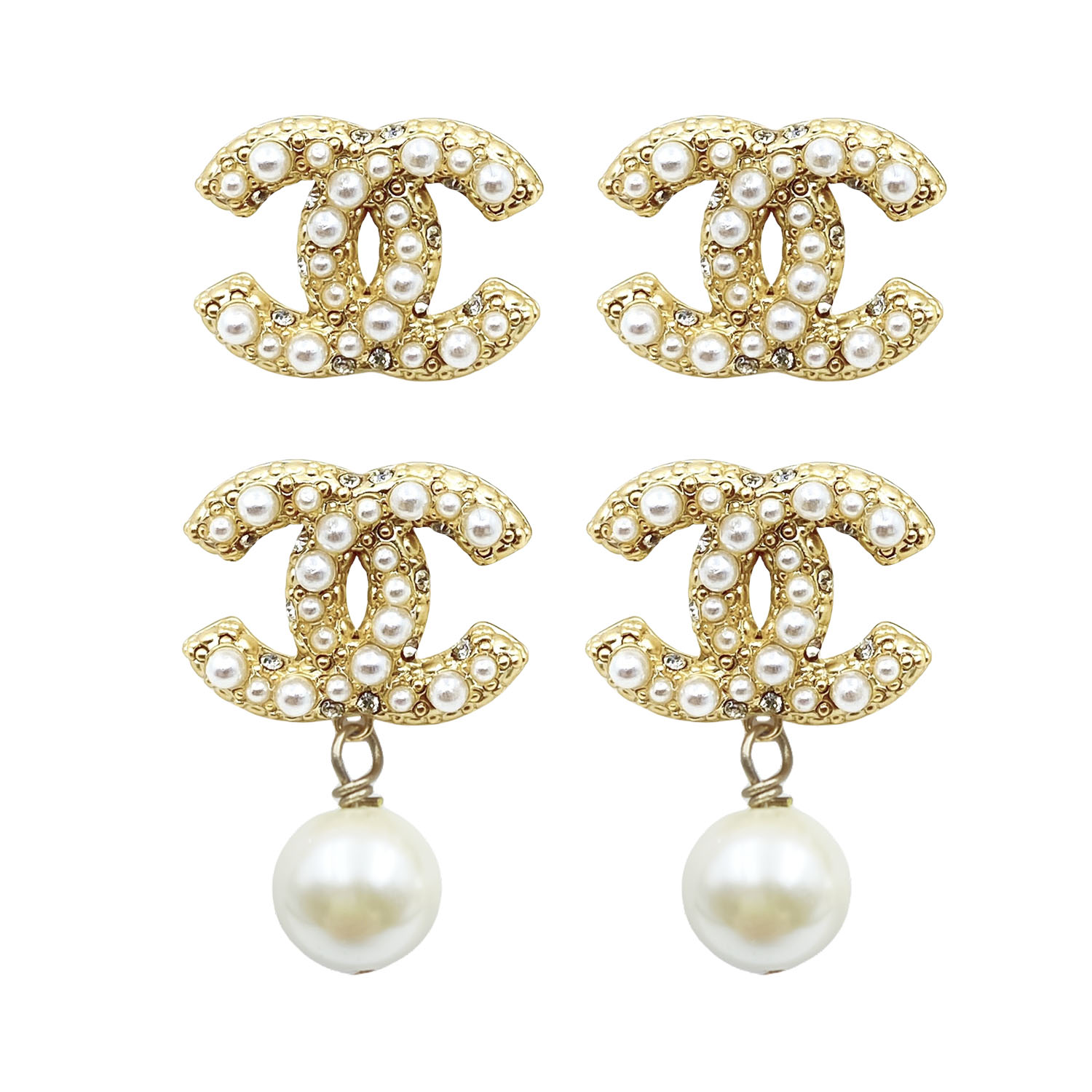 CCE111 Pearl centenary CC logo drop earring - ccjewelryacc
