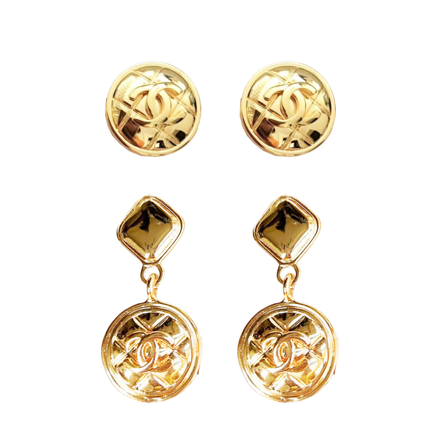 CCE434 vintage Gold CC logo earring clip - ccjewelryacc