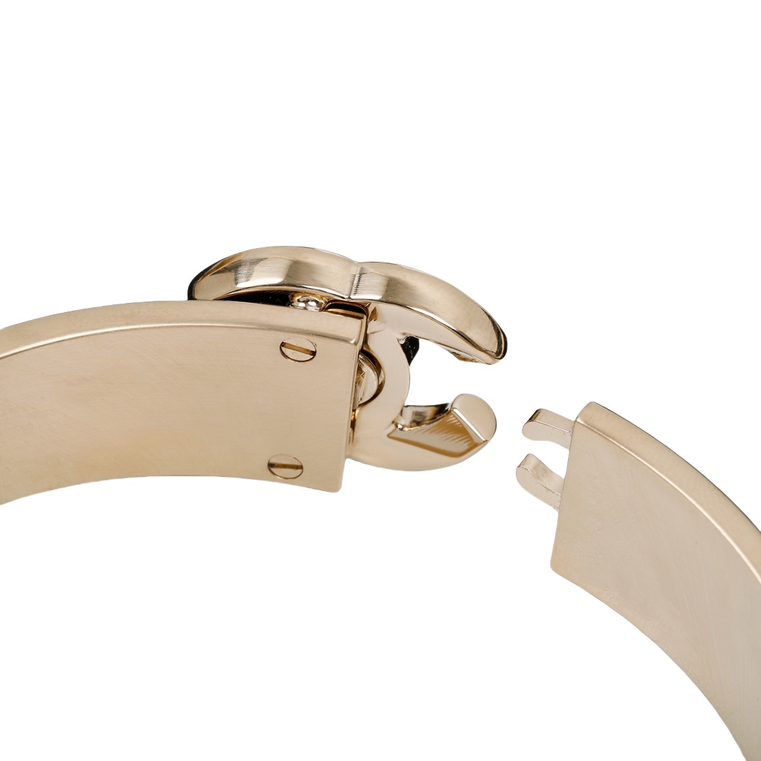 CCS131 Metal black Leather with cc logo bangle bracelet - ccjewelryacc