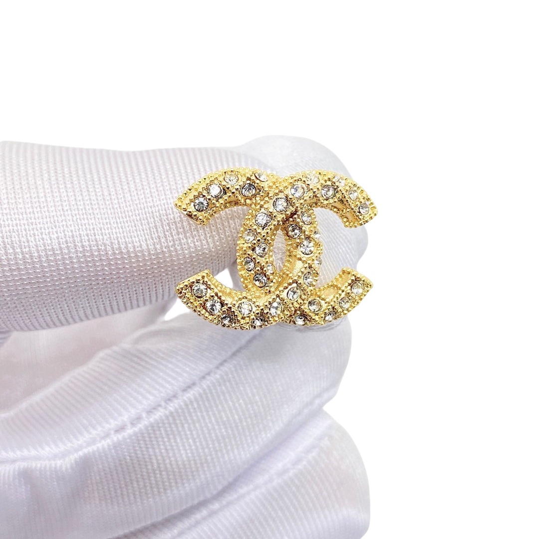 CCE207 Metal crystal cross design CC logo stud earring - ccjewelryacc