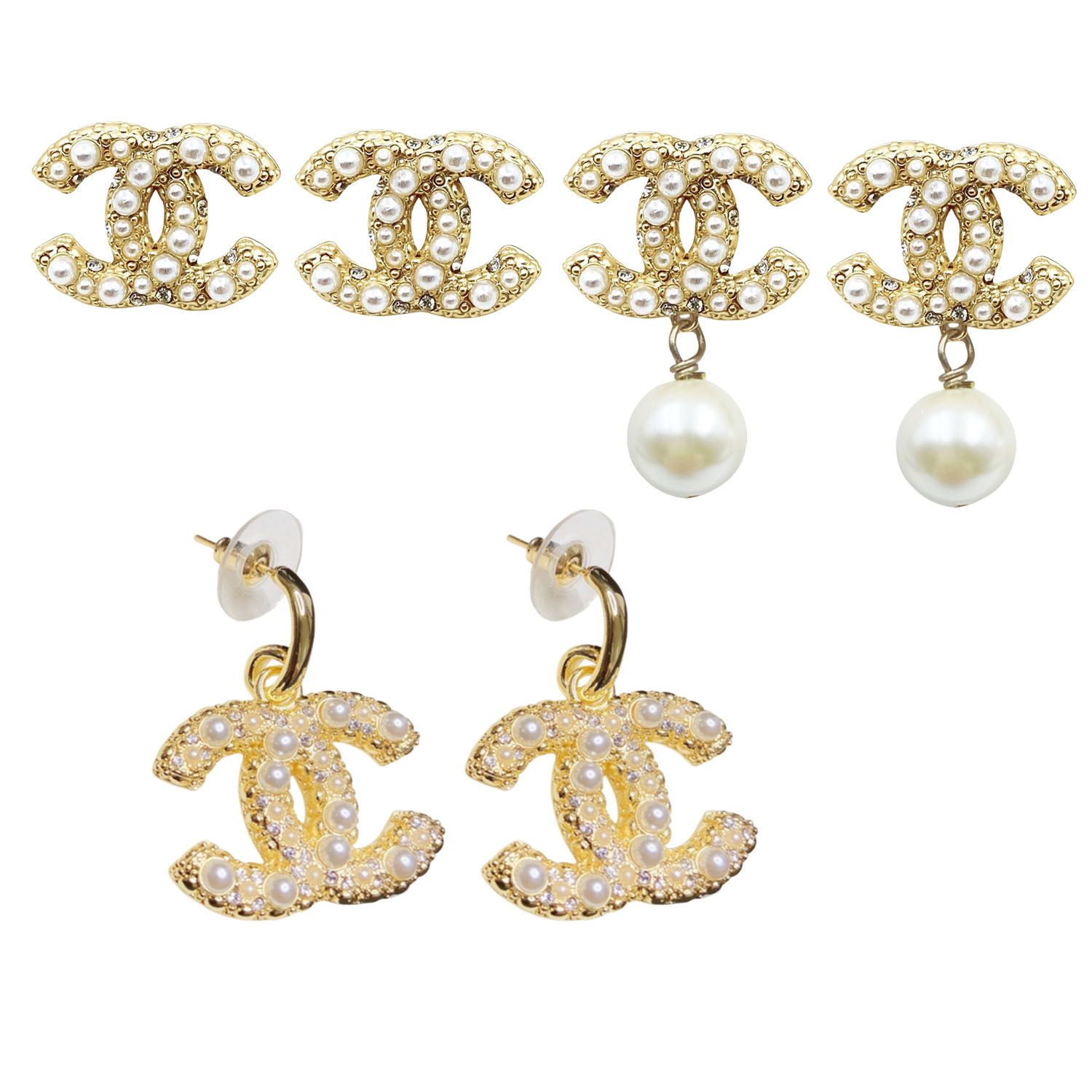 CCE111 Pearl centenary CC logo drop earring - ccjewelryacc