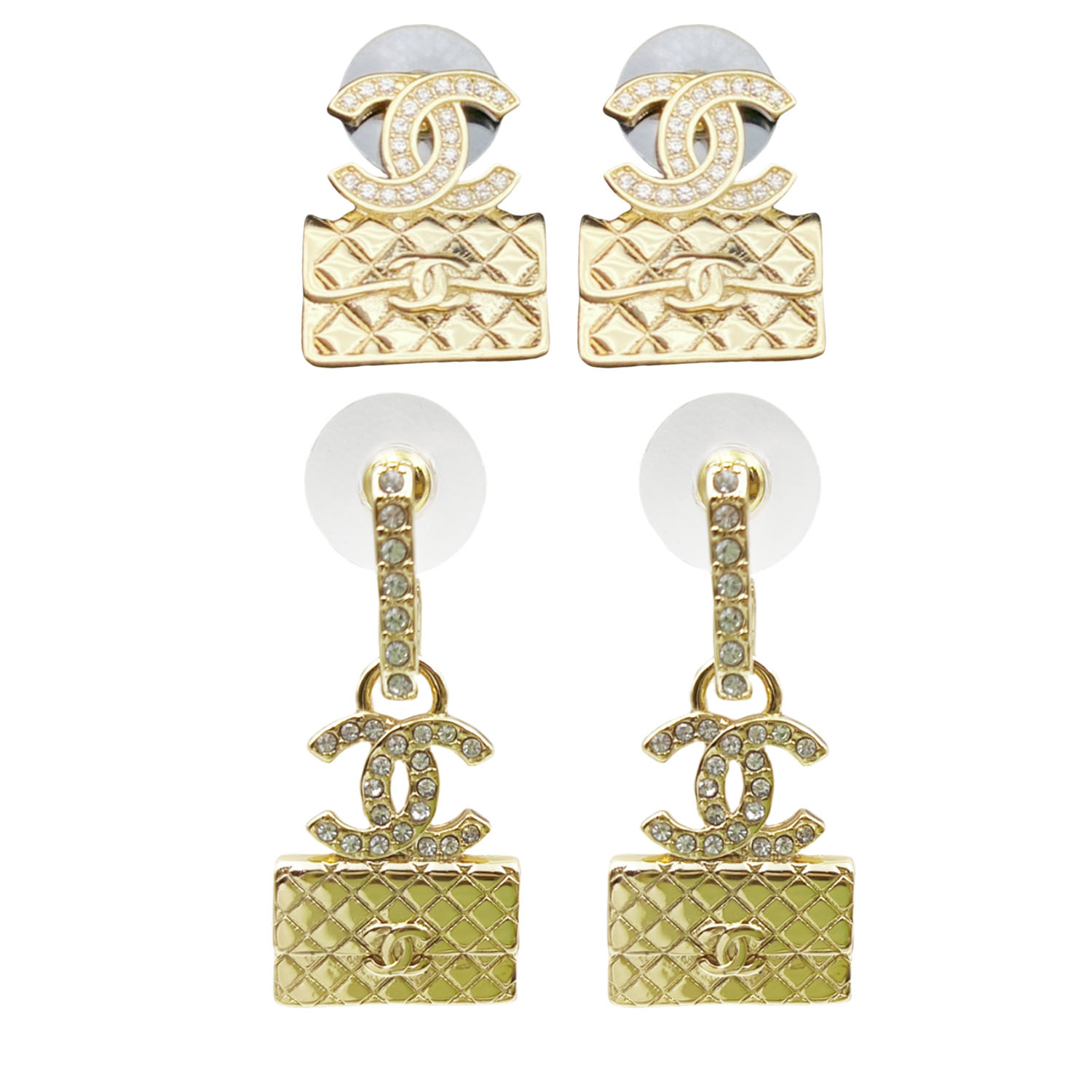 CCE059 Metal gold bag with CC logo earring - ccjewelryacc