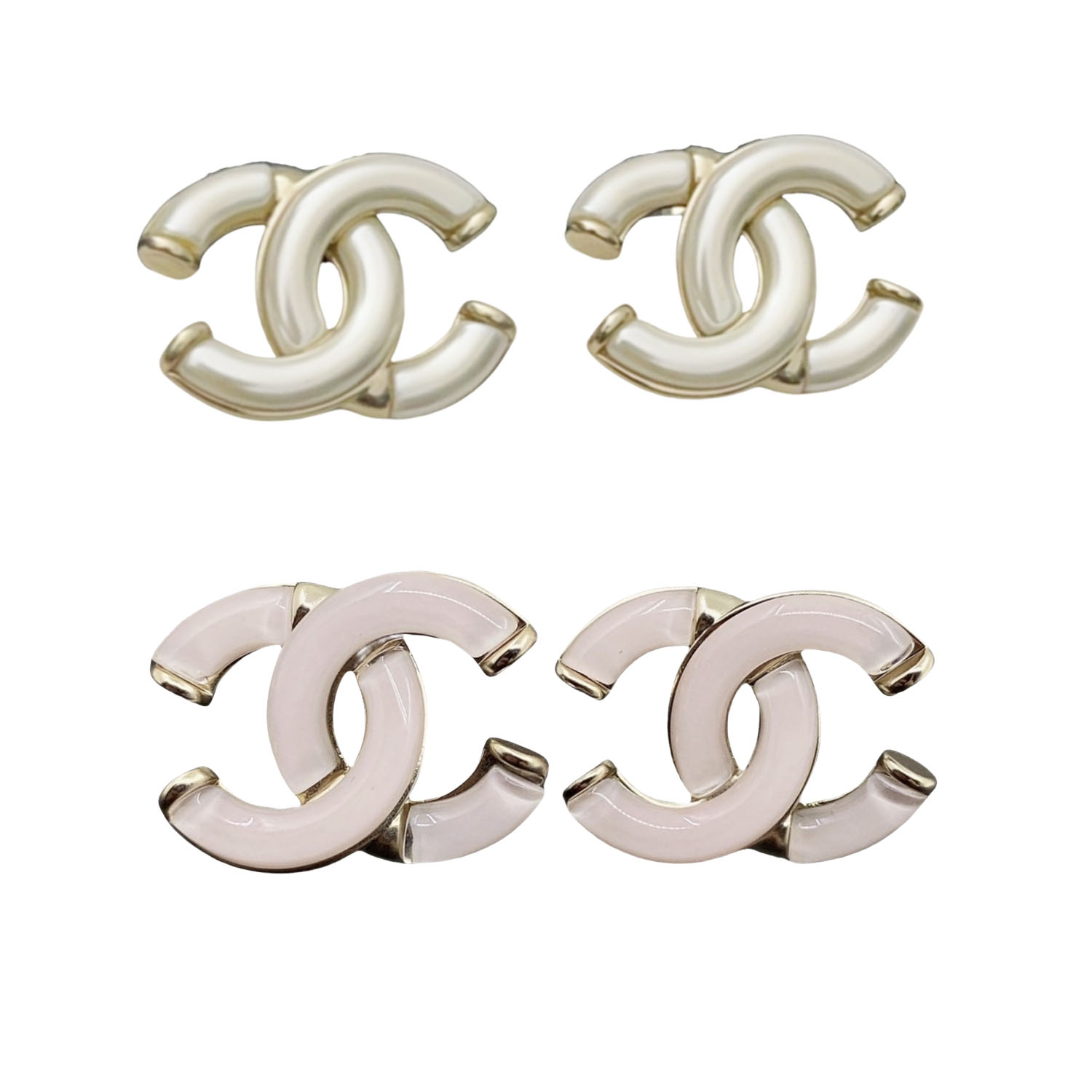 CCE275 White acrylic double C stud earring - ccjewelryacc