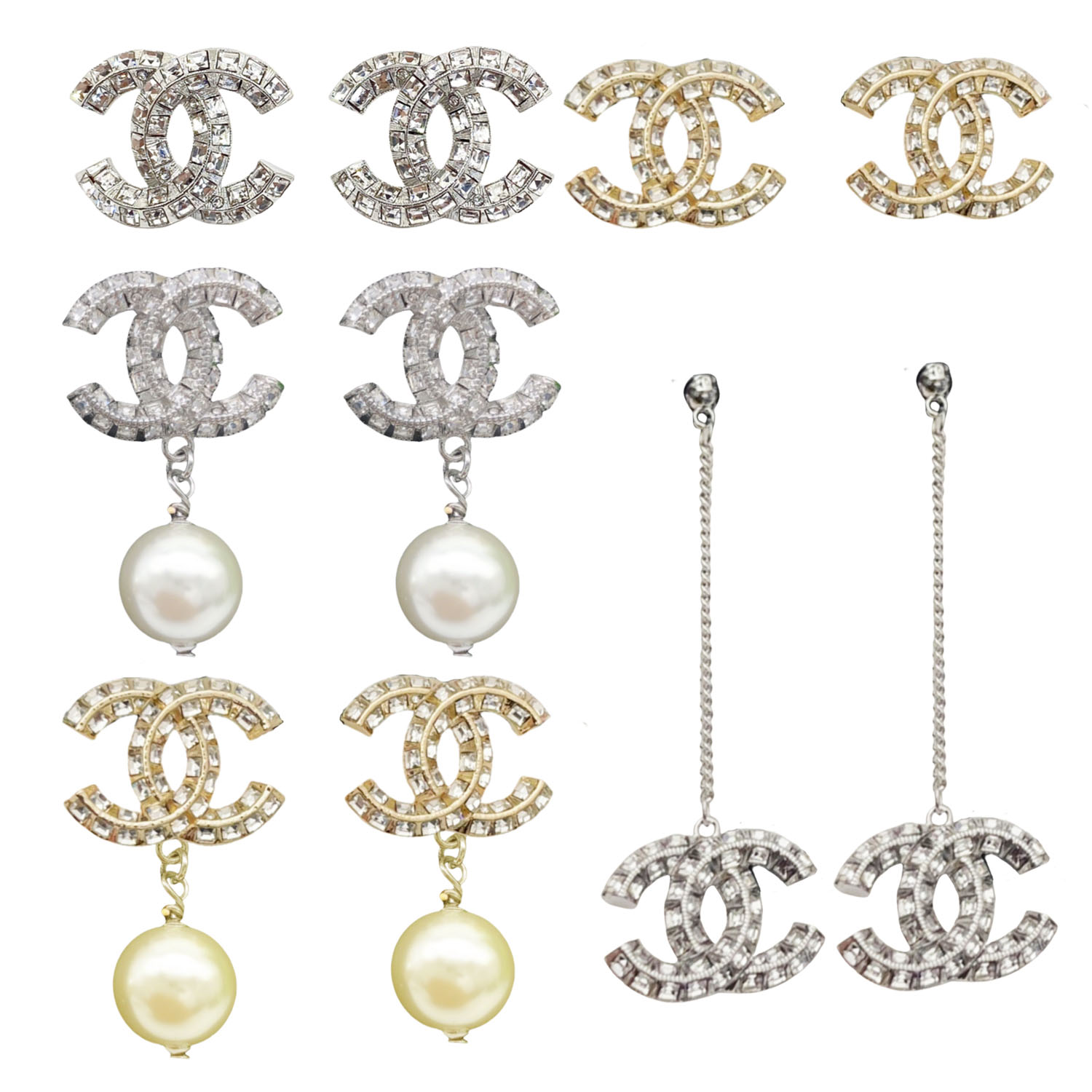 CCE156 Crystal sparkling CC Logo earrings - ccjewelryacc