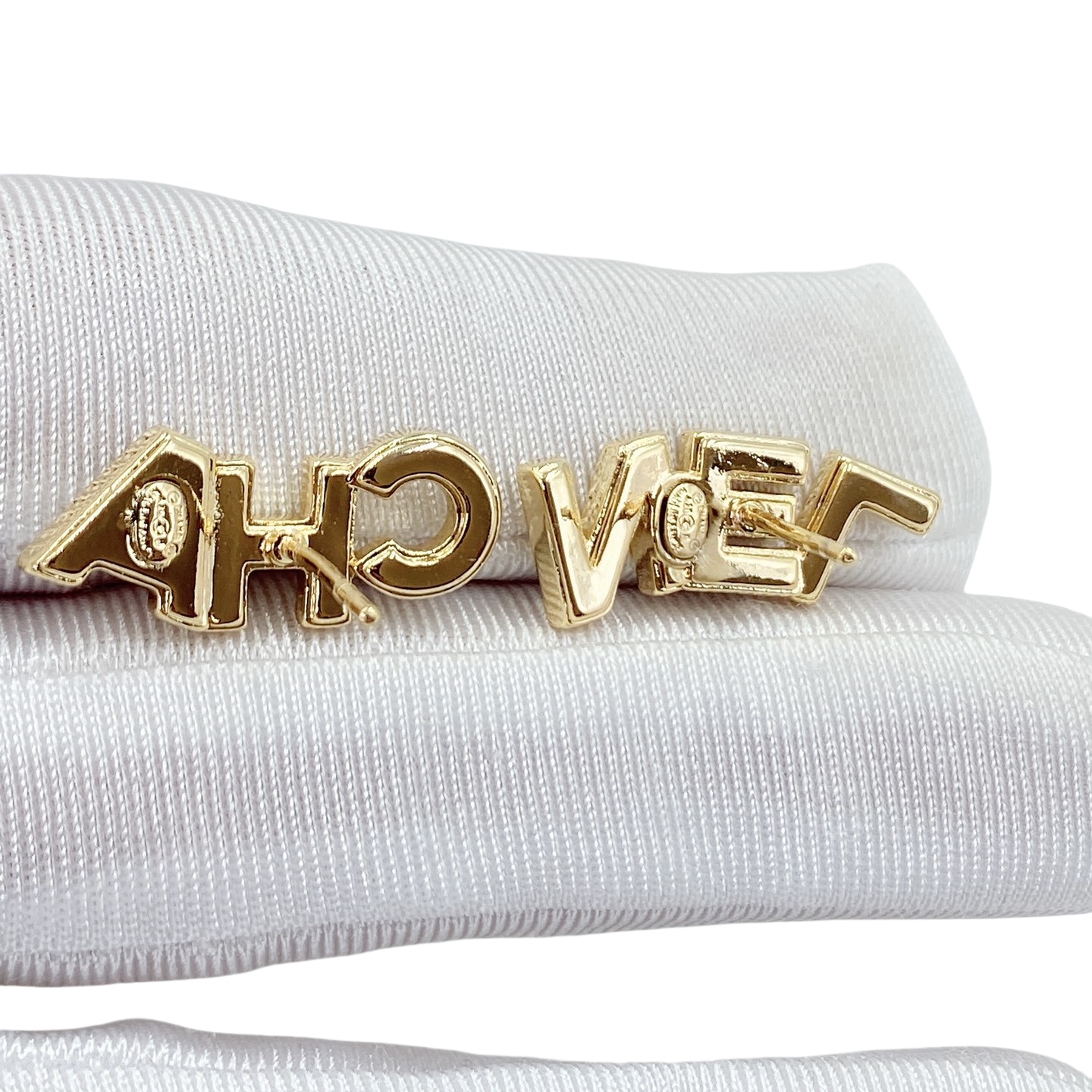 CCE262 Metal crystal cha nel letters stud earring - ccjewelryacc