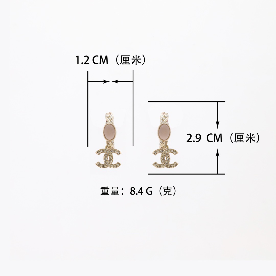 CCE298 Classic Metal twist with pink crystal and pearls cc logo stud earring - ccjewelryacc