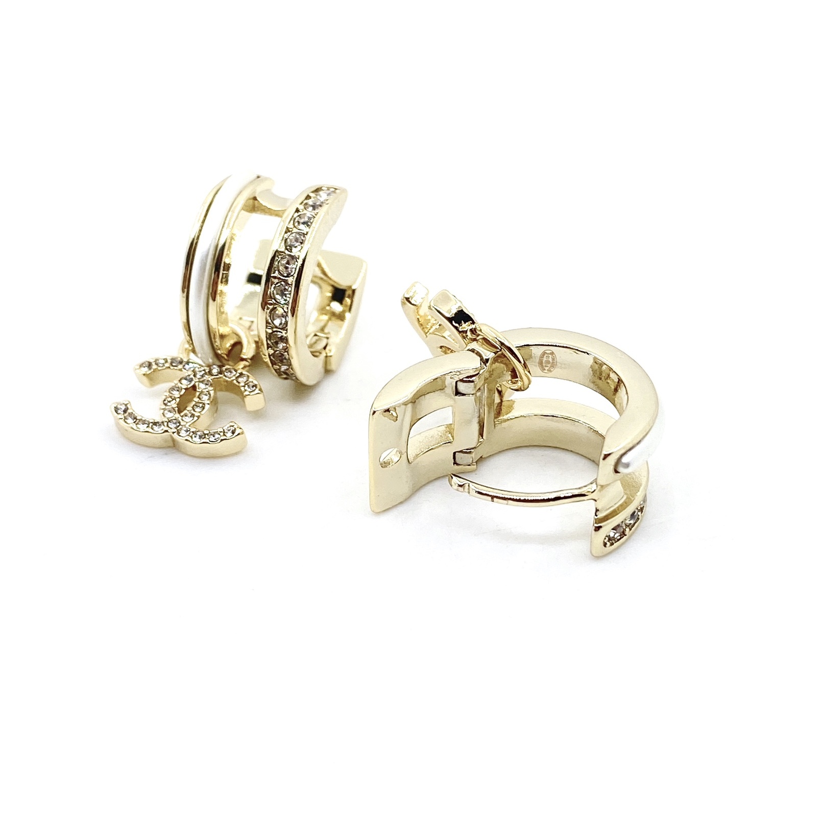 CCE019 Round ring with crystal CC logo earring - ccjewelryacc