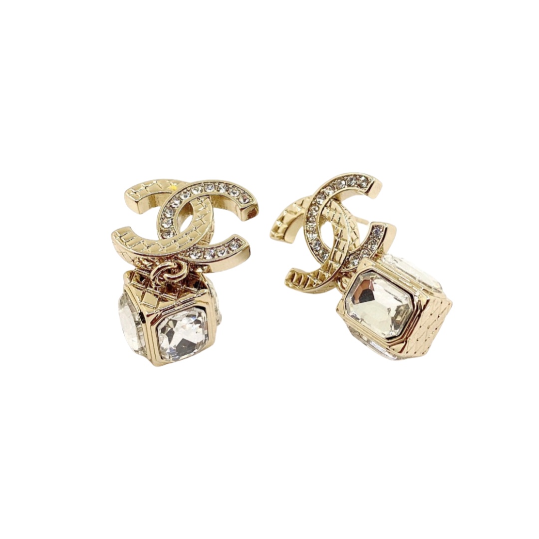 CCE053  Square diamond CC drop earring - ccjewelryacc