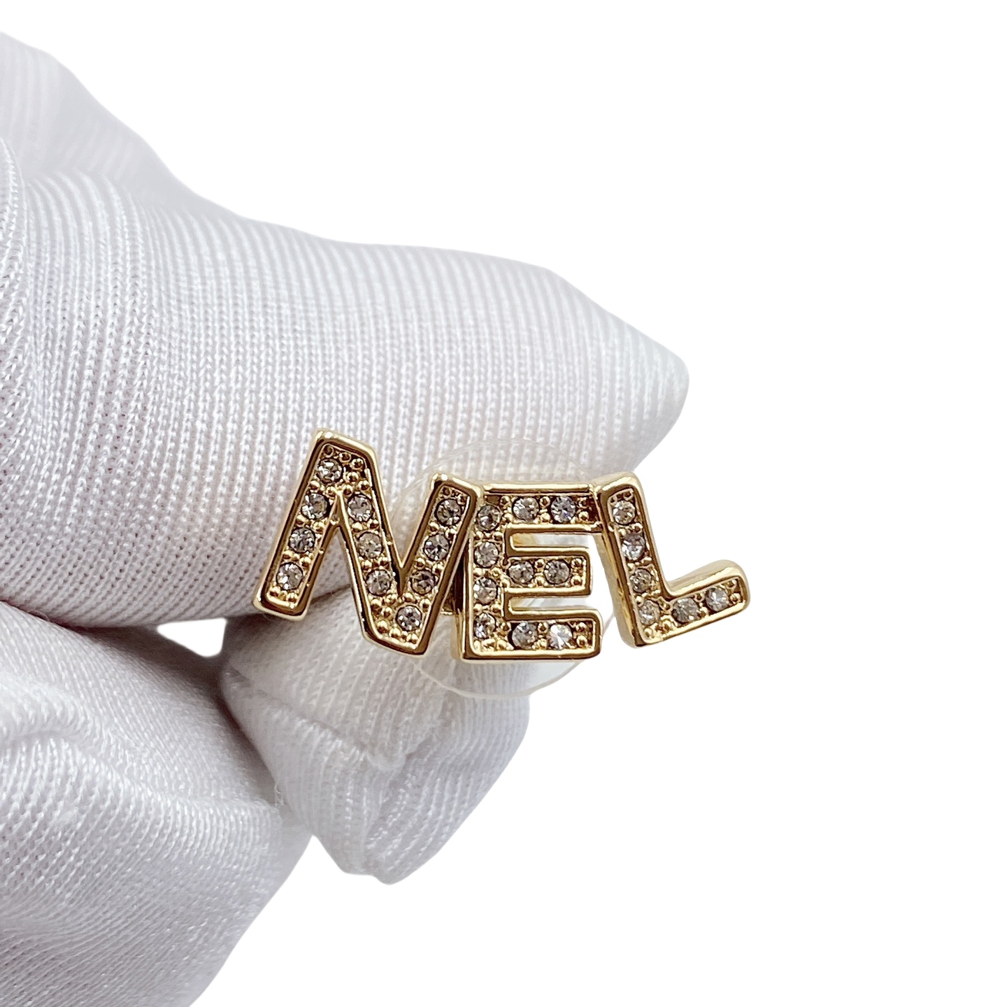 CCE262 Metal crystal cha nel letters stud earring - ccjewelryacc