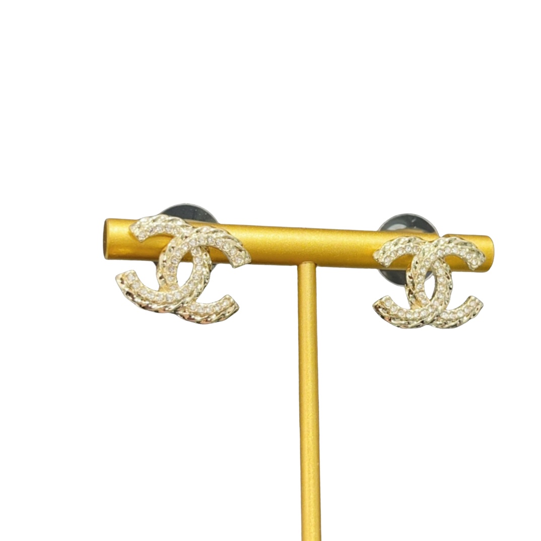 CCE174 Classical Metal crystal CC earring - ccjewelryacc