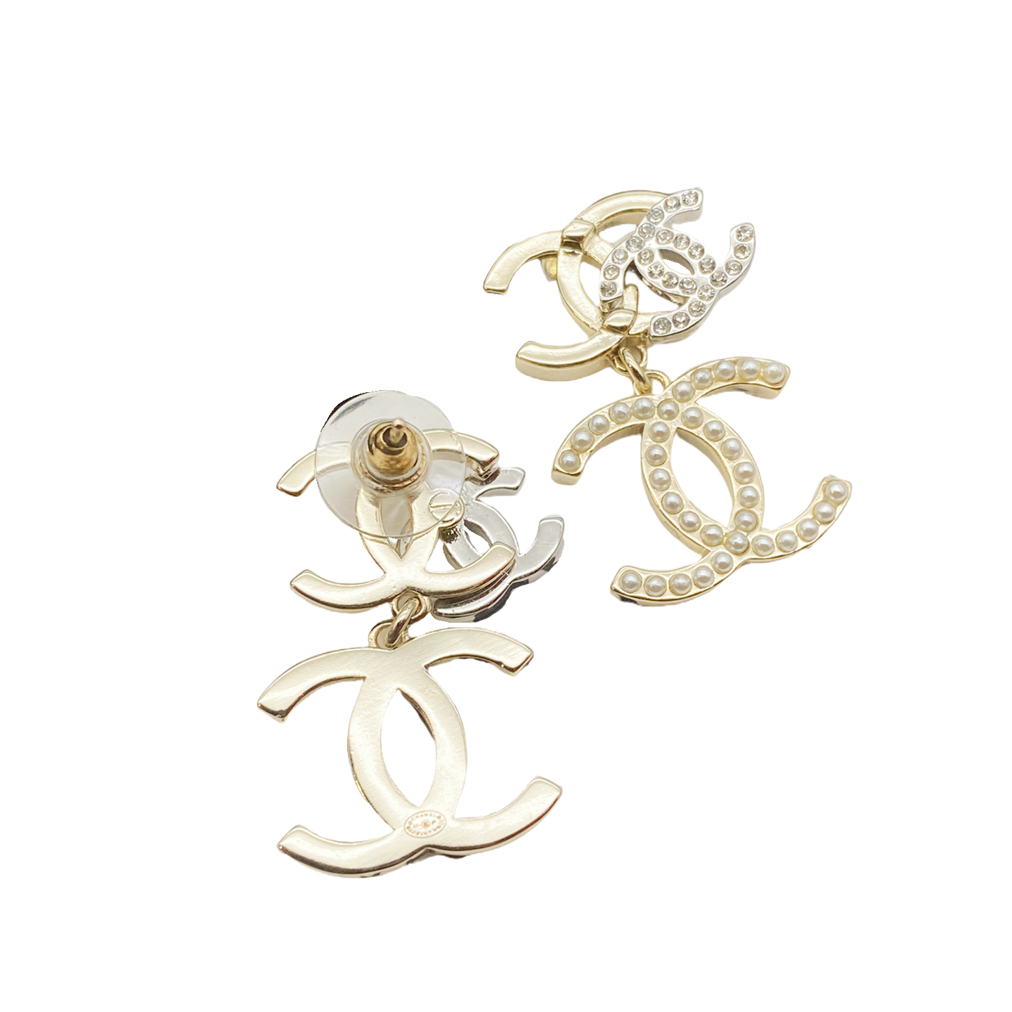 CCE169 Metal crystal Double CC Stud earring - ccjewelryacc